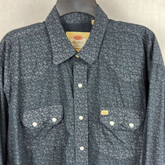 Larry Mahan Cowboy Collection Button Down Shirt Snaps Black Size XL - Picture 2 of 11